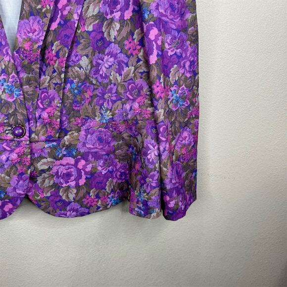 Royal Design Women's Plus Size 22 Purple Floral Vintage Blazer‎ - Picture 5 of 12
